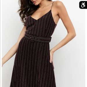 Yumi Kim strapped midi dress, metallic striped size M